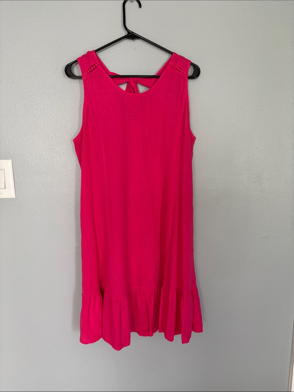 Bright Pink Sleeveless Ruffle-Hem Dress
